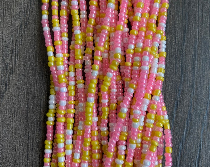 Pink Waist Bead, Waist Bead, Belly Chain, Beaded Body Jewelry, Handmade waist Accessory, Gift for her, African Waist Bead, Tie On