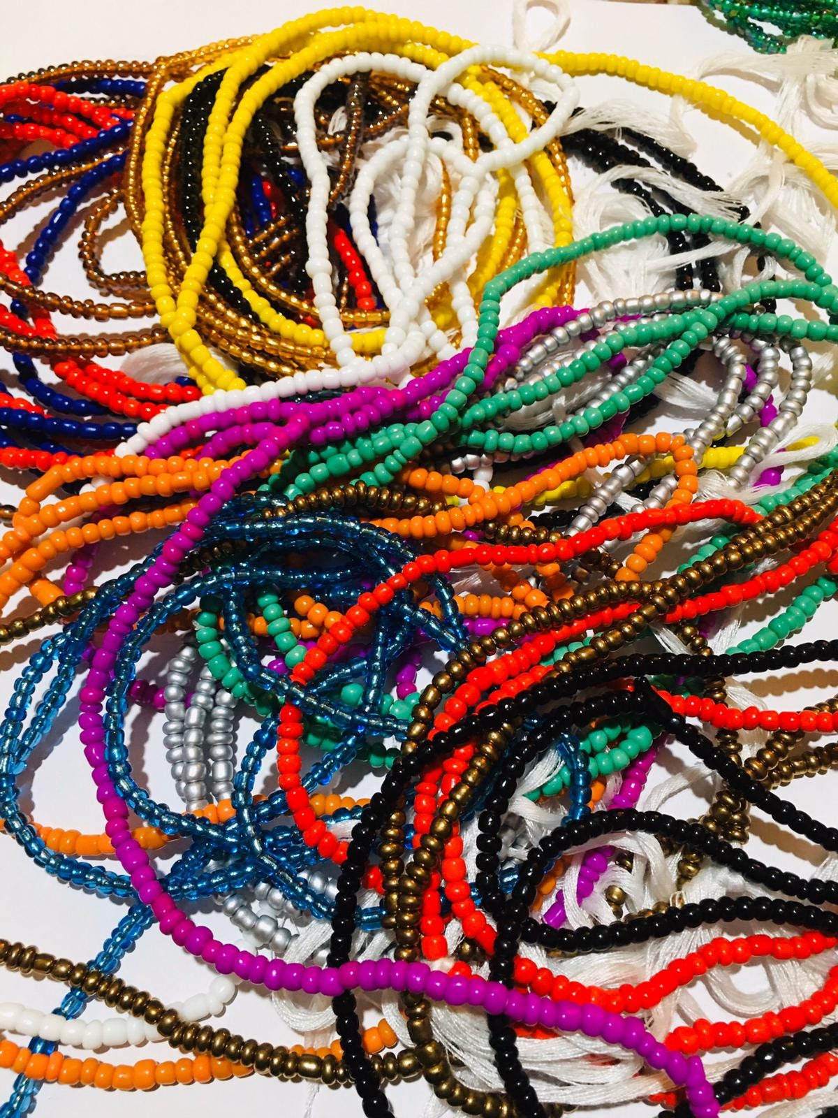 Red and Clear 42 Inch Tie-On African Waist Bead Strand