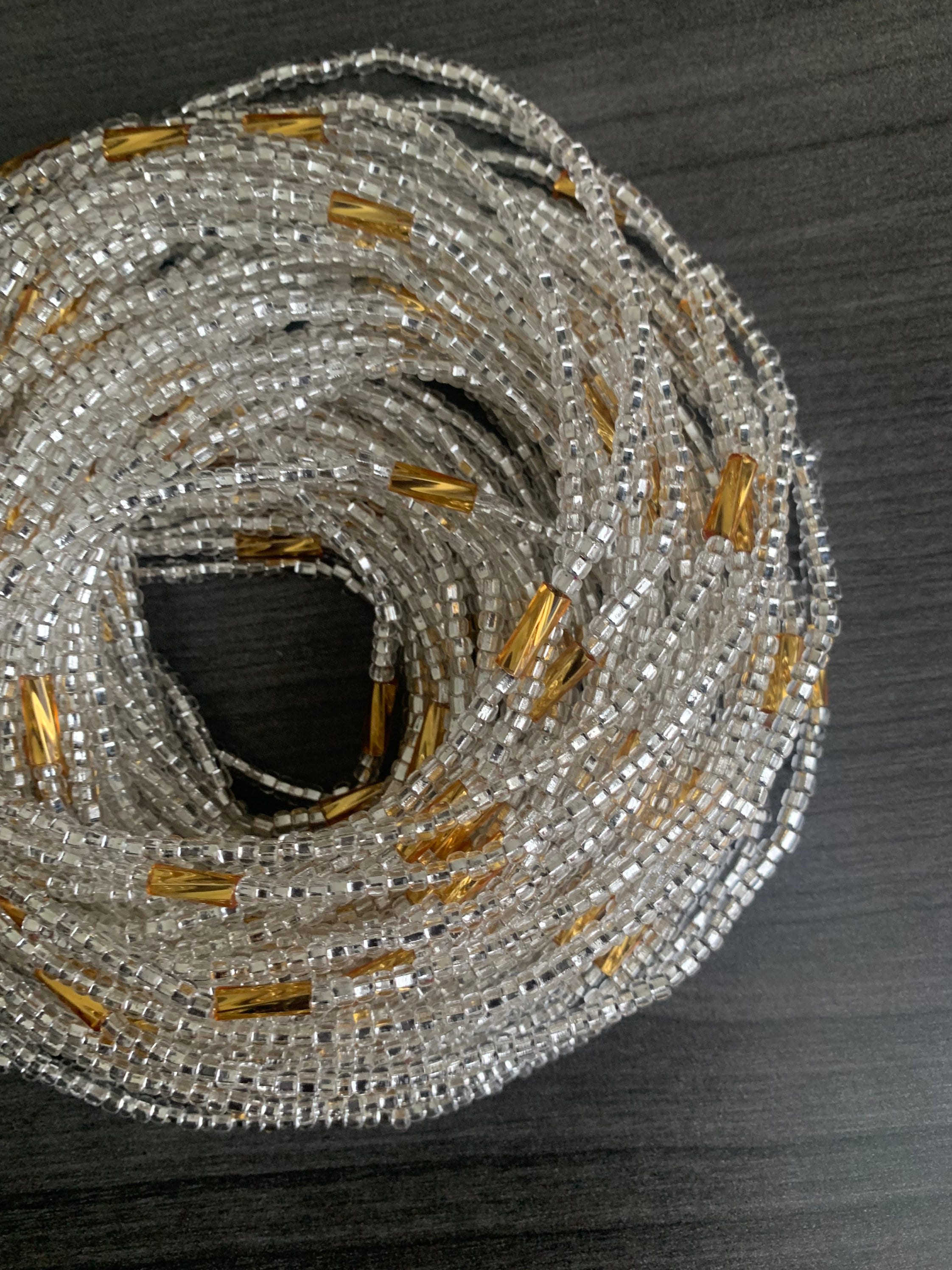 Clear Gold African Waist Bead Belly Beads Seed Beads Ghana Waist 
