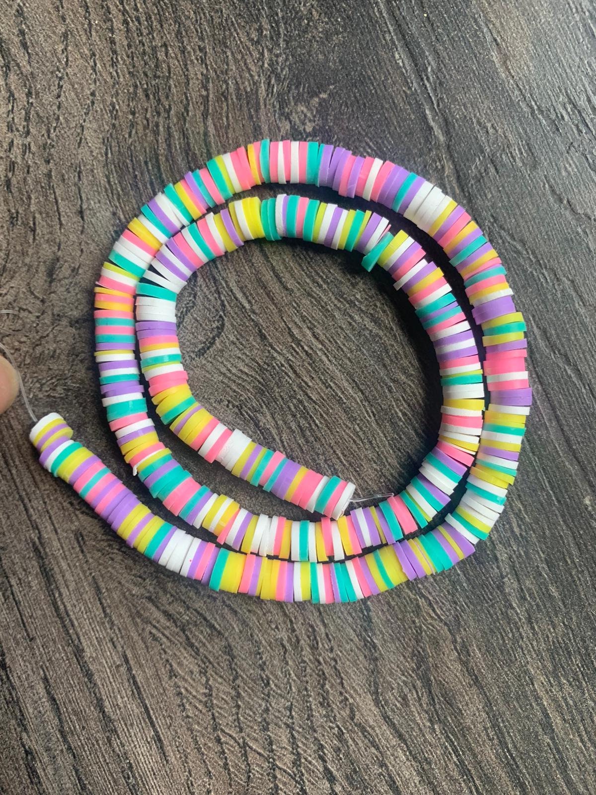 15%dc Bulk - 5 Strand - 16 6mm Vinyl Heishi Beads, Rainbow