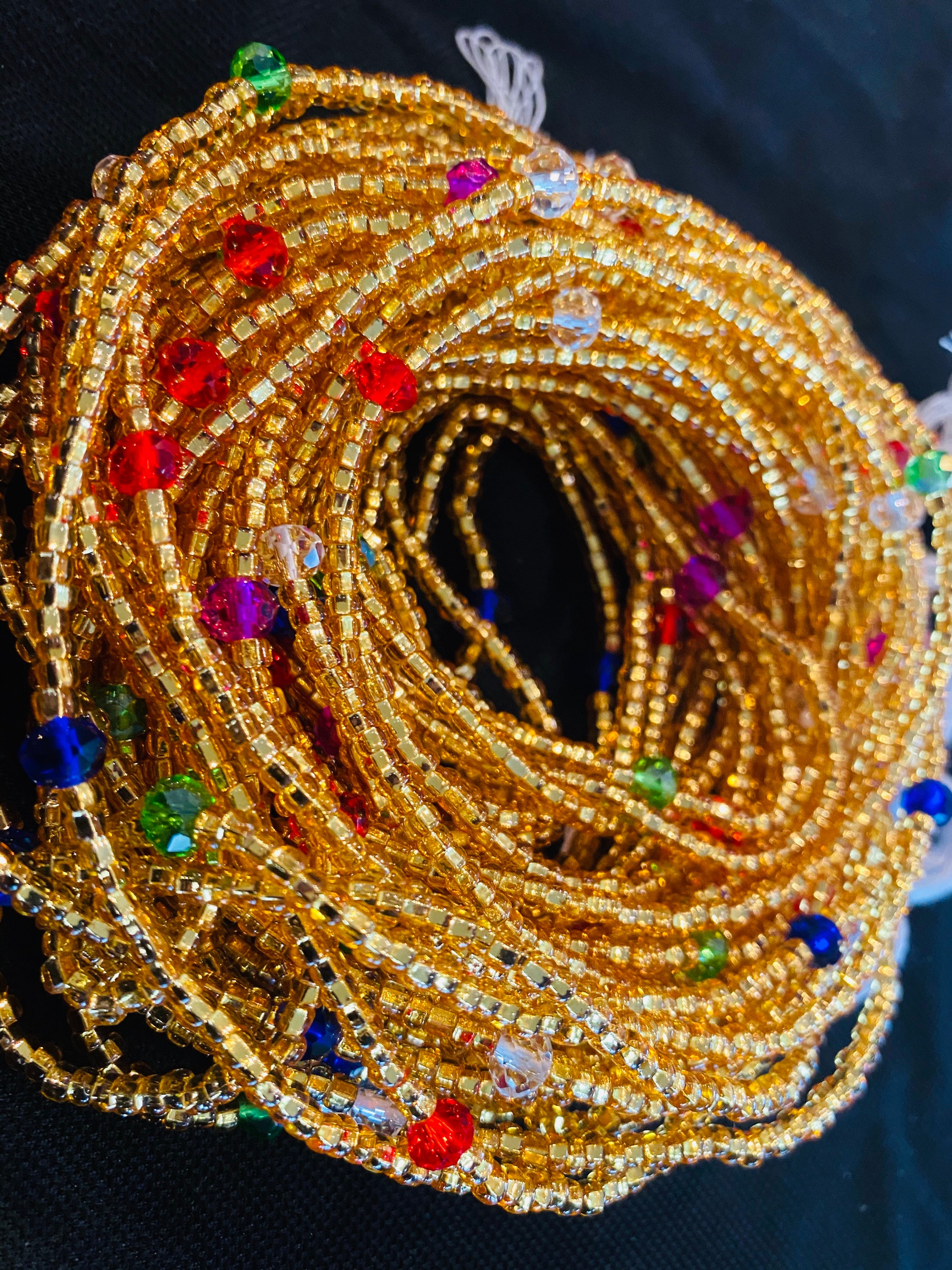 Waist Beads With Crystals Gold Waistbead Waistbead With Etsy