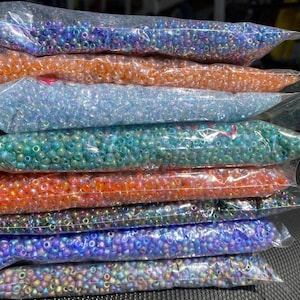 6/0- 4mm Glass Beads, Seed Beads, DIY Jewelry Making Supplies, Assorted Colors, Crafting Supplies, Bulk Beading Supplies- Rainbow Beads 450g