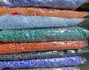 6/0- 4mm Glass Beads, Seed Beads, DIY Jewelry Making Supplies, Assorted Colors, Crafting Supplies, Bulk Beading Supplies- Rainbow Beads 450g