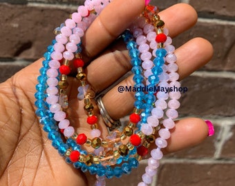Maribel ~ Crystal Waist Beads, African WaistBead, Belly Bead, Handmade luxury waistbead, Body Jewelry, Boho, beaded Jewelry, Tie On