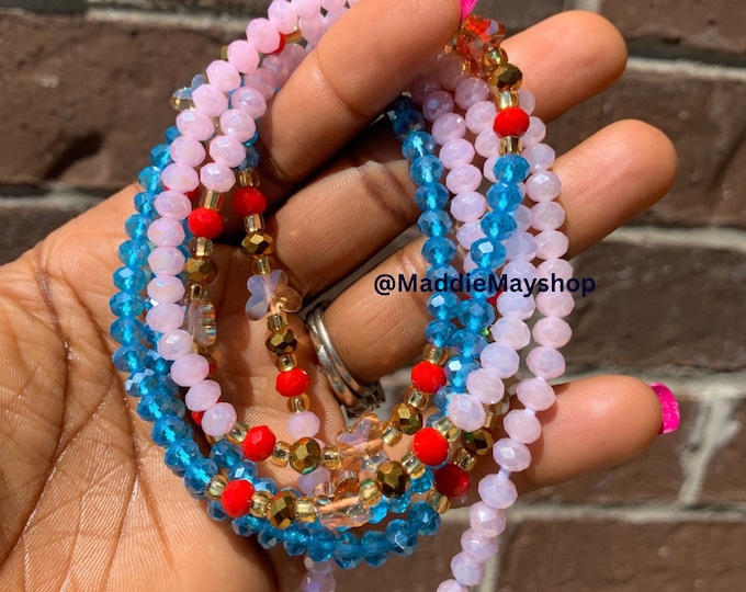 Maribel ~ Crystal Waist Beads, African WaistBead, Belly Bead, Handmade luxury waistbead, Body Jewelry, Boho, beaded Jewelry, Tie On