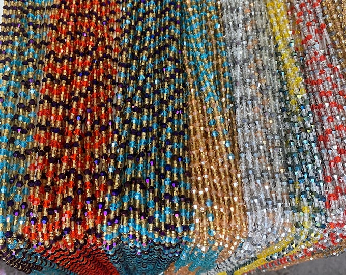Wholesale Crystal Waist Bead|Adjustable Waist jewelry  | Fashion Accessory | Waist Bead for weightloss | For Resale  |  Tie On | 45-50"