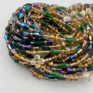 Sena Luxury Waist Beads Tie-On 45-50 Inches | Emerald Green, Gold & Crystal Waist Beads | Regal Handmade Waist Jewelry for Women | Waistbead