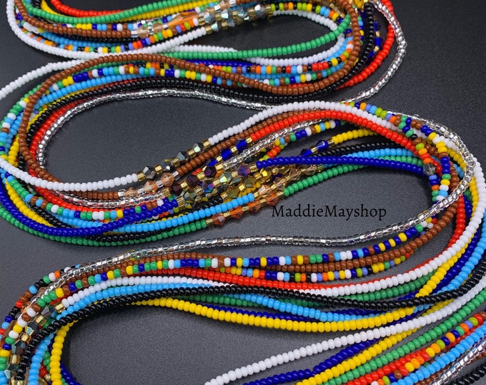 4 Pc Combo set- Waist Bead, Waist Bead, Belly Chain, Beaded Body Jewelry, Handmade waist Accessory, Gift for her, African Waist Bead, Tie On