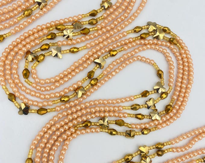 Gracie ~ Pear-like Crystal Waist Beads, African WaistBead, Belly Bead, Handmade luxury waistbead, Body Jewelry, Boho, beaded Jewelry, Tie On