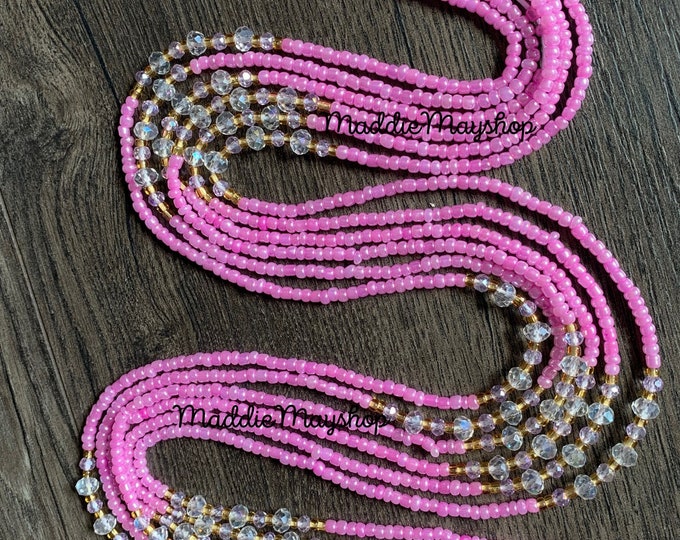 Pink Waist Bead, African Waist Bead,Belly Chain, Beaded Body Jewelry, Handmade waist Accessory, Gift for her, African Waist Bead, Jewelry