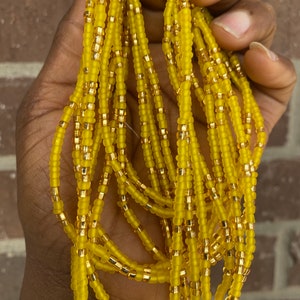 Yellow and Gold Waist Bead, Waist Bead, Belly Chain, Beaded Body Jewelry, Handmade waist Accessory, Gift for her, African Waist Bead, Tie On