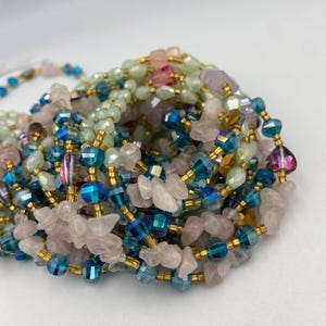 Crystal Waist Beads 45-50 Inches | Gemstone- Waist Beads Mint Green, Rose Quartz | waistBeads for weightloss | 45” image 13