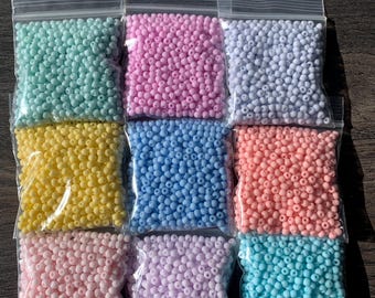 3mm or 8/0 Pastel Seed Beads, Premium Quality Glass Beads for Jewelry Making, Beads; Seed Beads in Creamy Colors, crafting supplies - 23gram