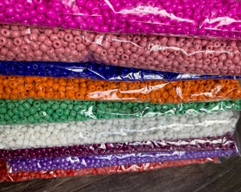 4mm- Size 6/0 Glass Beads, Seed Beads, DIY Jewelry Making Supplies, Mix Colors, Crafting Supplies, Bulk Beading Supplies, 450 grams per Pack