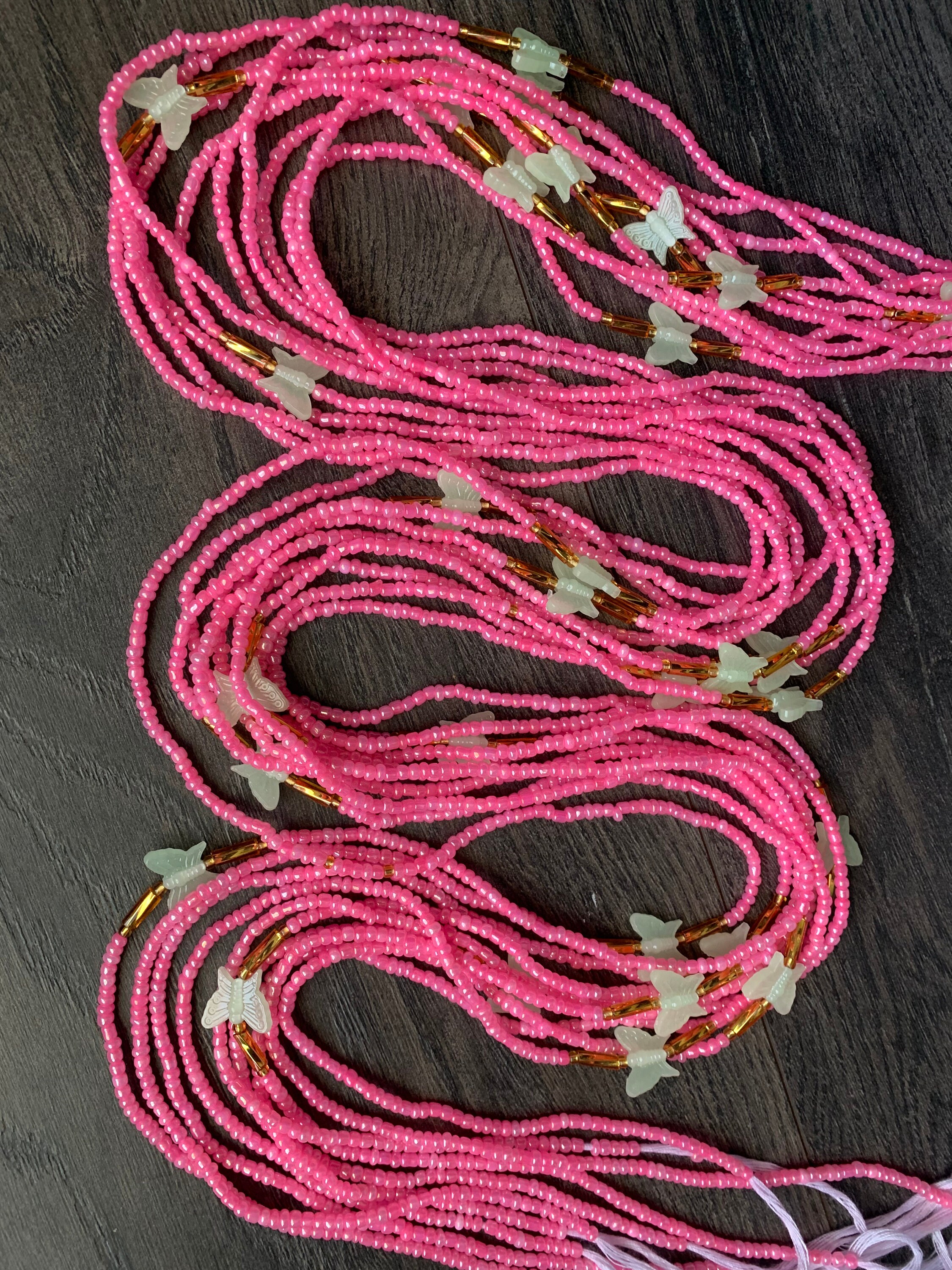 Pink waist beads clearance