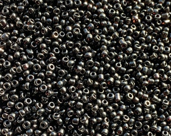 Black beads-  Glass Beads,Seed Beads, DIY Jewelry Making Supplies,  Crafting Supplies, Black seed beads, Black beads, Size 12/0