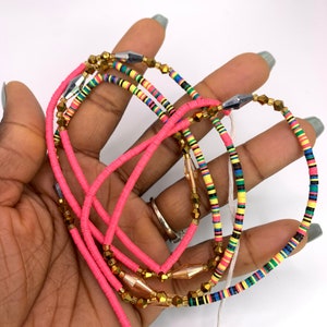 Vinyl taille kraal, schijf taille kraal, veelkleurige taille kraal, buikkralen, Rocailles, Ghana taille kraal, glaskralen, buikketting, stropdas op