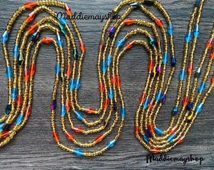 Soul Sistas~ Crystal Waist Beads, African WaistBead, Belly Bead, Handmade luxury waistbead, Body Jewelry, Boho, beaded Jewelry, Tie On
