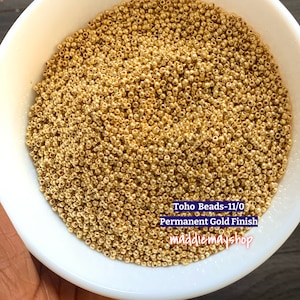 Toho Beads- Permanent Finish, Gold Glass beads (Toho PF557) Sizes 8/0 & 11/0 10grams