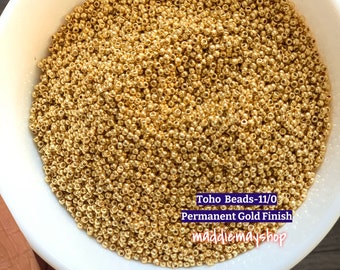 Toho Beads- Permanent Finish, Gold Glass beads (Toho PF557) Sizes 8/0 & 11/0 10grams