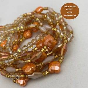 Sunset Nectar-  Crystal Waist Beads – Handmade Tie-On-  Strand (45”–50”) | Orange & Rose Gold Body jewelry for Women- Crystal Waist Bead