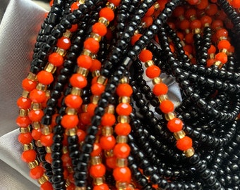 Black  Waist bead-Handmade Tie-On Waist Bead, African Beaded Belly Chain, Body Jewelry for Women, Beaded Body Jewelry, African Body Jewelry