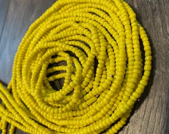 Yellow Tie On  Waist Bead,Belly Chain, Beaded Body Jewelry, Handmade waist Accessory, Gift for her, African Waist Bead, Jewelry