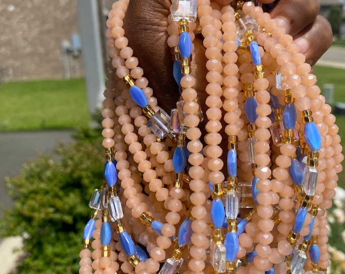 Belinda ~ Crystal Waist Beads, African WaistBead, Belly Bead, Handmade luxury waistbead, Body Jewelry, Boho, beaded Jewelry, Tie On