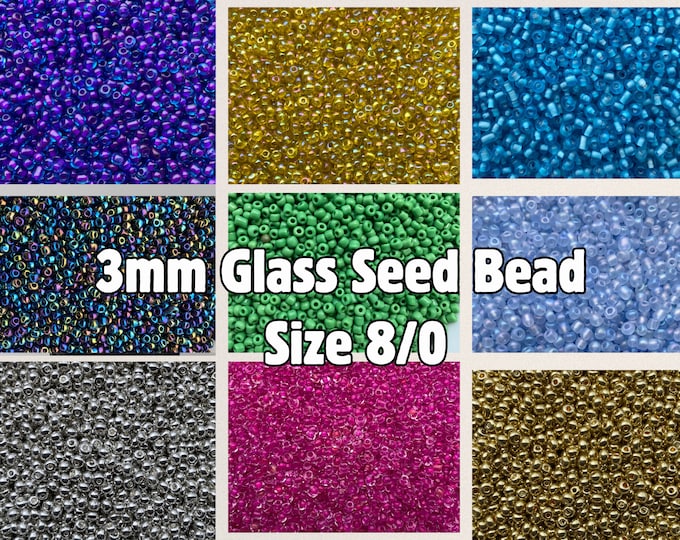 3mm- Size 8/0 Glass Beads, Seed Beads, DIY Jewelry Making Supplies, Assorted Colors, Crafting Supplies, Bulk Beading Supplies, 450 grams