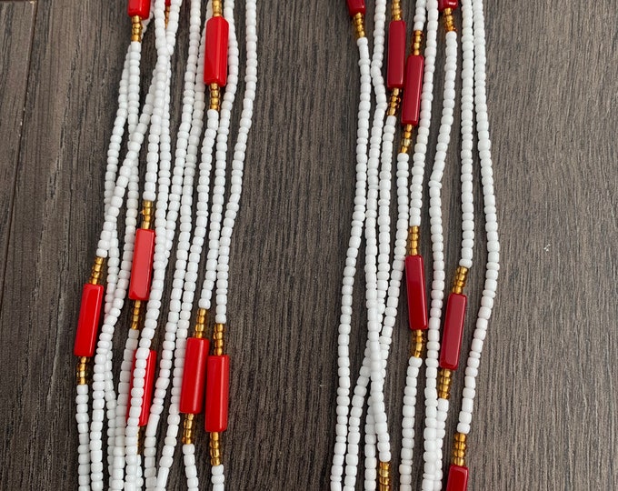 Muli-colored Waist Bead, Waist Bead, Belly Chain, Beaded Body Jewelry, Handmade waist Accessory, Gift for her, African Waist Bead, Tie On