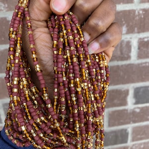Brown - Waist Bead, Waist Bead, Belly Bd, Beaded Body Jewelry, Handmade waist Accessory, Gift for her, African Waist Bead, Tie On