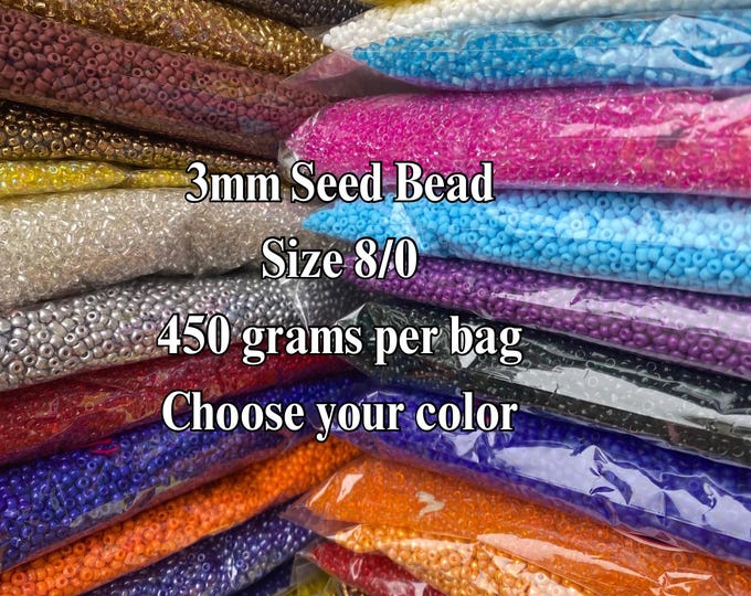 3mm Glass beads, Size 8/0 Seed beads,  Assorted Colors, Glass Beads, DIY Jewelry Making, Crafting Supplies, Beading Project, Beading Supplie