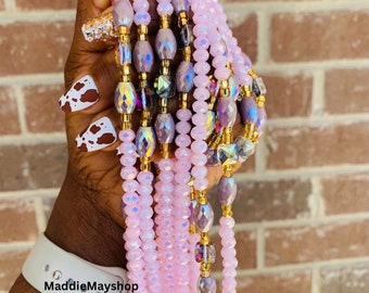 Jael ~ Crystal Waist Beads, African WaistBead, Belly Bead, Handmade luxury waistbead, Body Jewelry, Boho, beaded Jewelry, Tie On