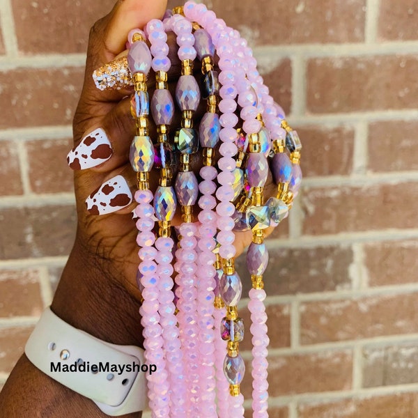Crystal Waist Beads, WaistBeads with crystals, Luxury WaistBeads- Tie On Up to 60"