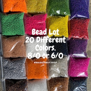 3mm- Size 8/0 Beads lot, Glass Seed Beads Size, DIY glass beads. 20 different colors, 200- 225 per bags Approx 4500grams or 9.9lbs