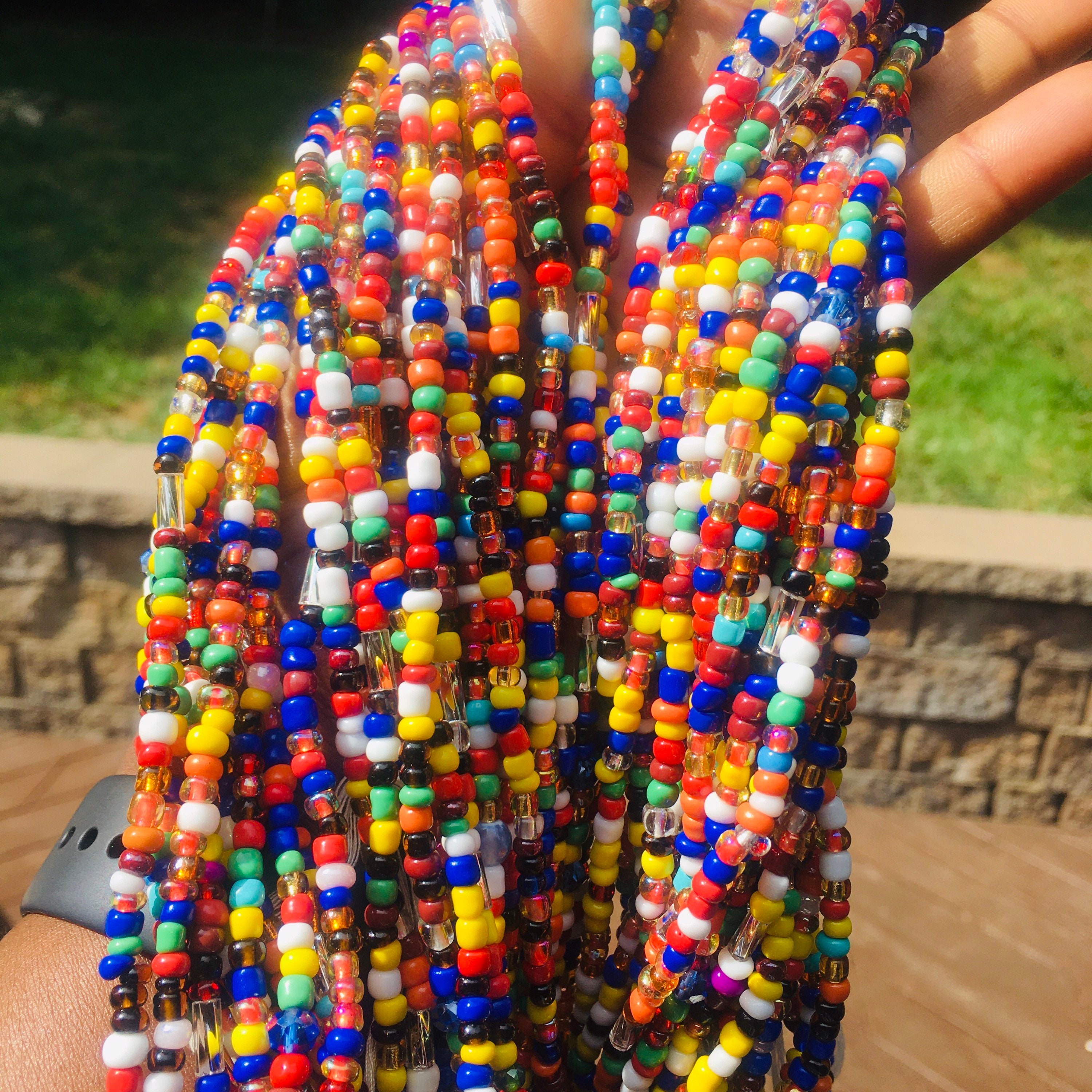 MultiColored Waist Bead, Belly Bead, Seed Beads, Ghana Waist Bead