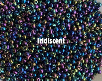 Iridescent Beads 4mm, Jewelry Making Supplies, Rainbow  Beads, DIY Craft Beads, Spacer Beads, Small 4mm Iridescent Beads, Round Glass 6/0