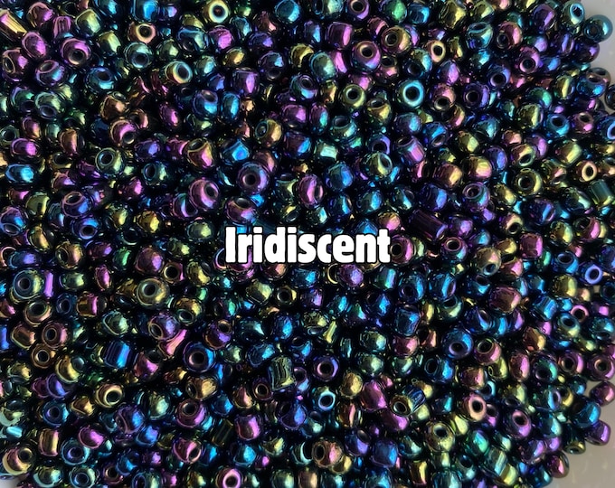 Iridescent Beads 4mm, Jewelry Making Supplies, Rainbow  Beads, DIY Craft Beads, Spacer Beads, Small 4mm Iridescent Beads, Round Glass 6/0