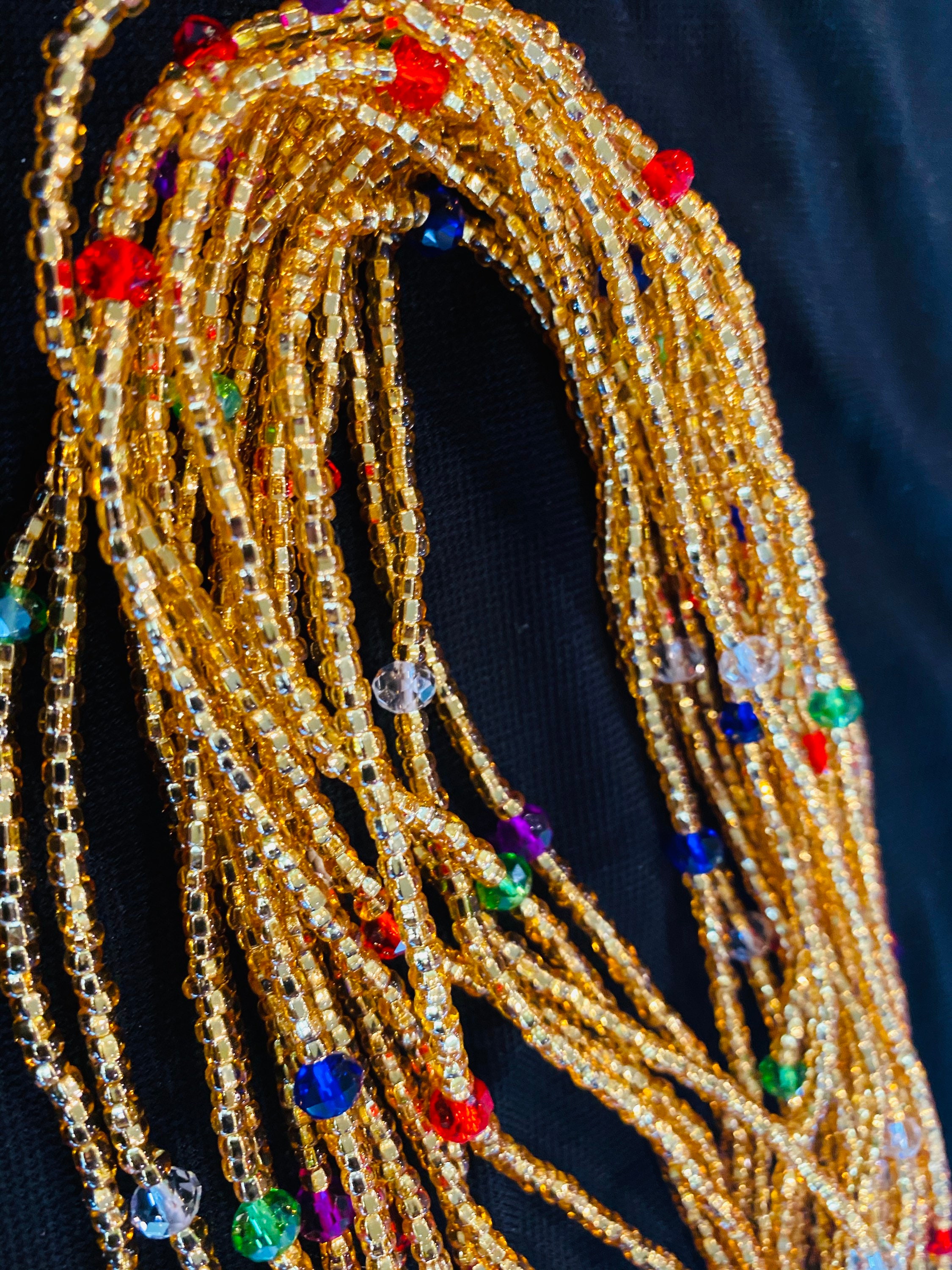 Waist Beads With Crystals Gold Waistbead Waistbead With Etsy