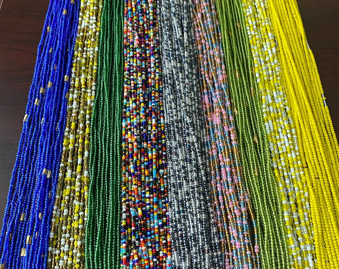 Waist Beads Wholesale, Bead Size 8/0, Tie on waist beads, African waistbeads, Tie On- waist beads, wholesale waist beads, 45”-50”,