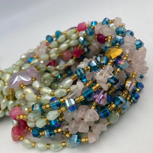 Crystal Waist Beads 45-50 Inches | Gemstone- Waist Beads Mint Green, Rose Quartz | waistBeads for weightloss | 45” image 15