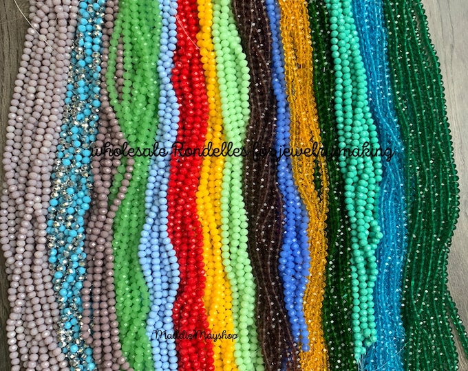8mm Rondelle Crystals for Jewelry making,Bead spacers, Faceted, variety of colors- 60-70 beads
