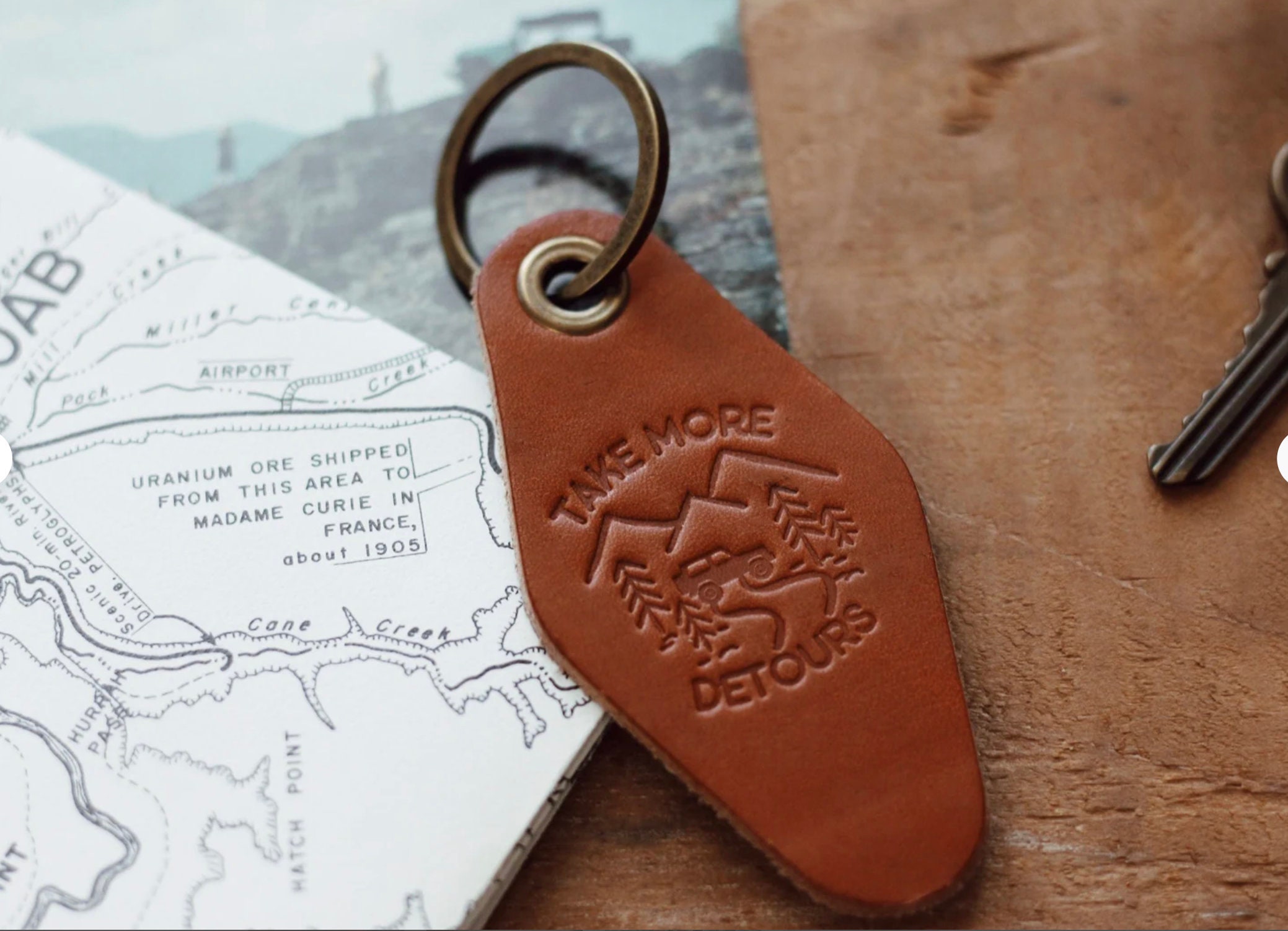 Take More Detours Leather Motel Keychain Retro Leather Car - Etsy