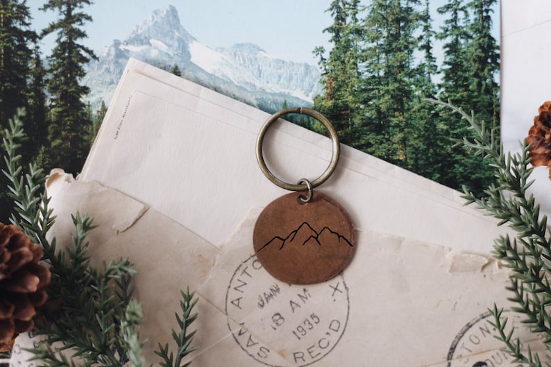 Colorado Keychain Adventure Hiking Gift Mountain Range Stamped Penny Keychain The Mountains Are Calling Hiker Keychain Mountain Gift