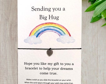 Wish Bracelet - on Message Card - Sending you a big hug - Friendship - Birthday - Christmas - Motivational - Sentimental - Gift - Rainbow -