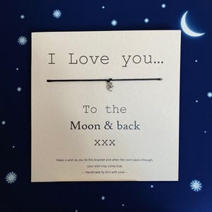 I Love You to the Moon Wish Bracelet: Tibetan Silver Charm