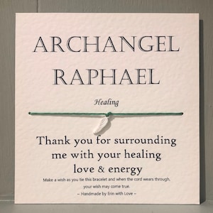 Wish Bracelet - Archangel Raphael - healing - Manifesting Motivational Comforting Tibetan Silver Charm & Message Card Gift  Handmade By Erin