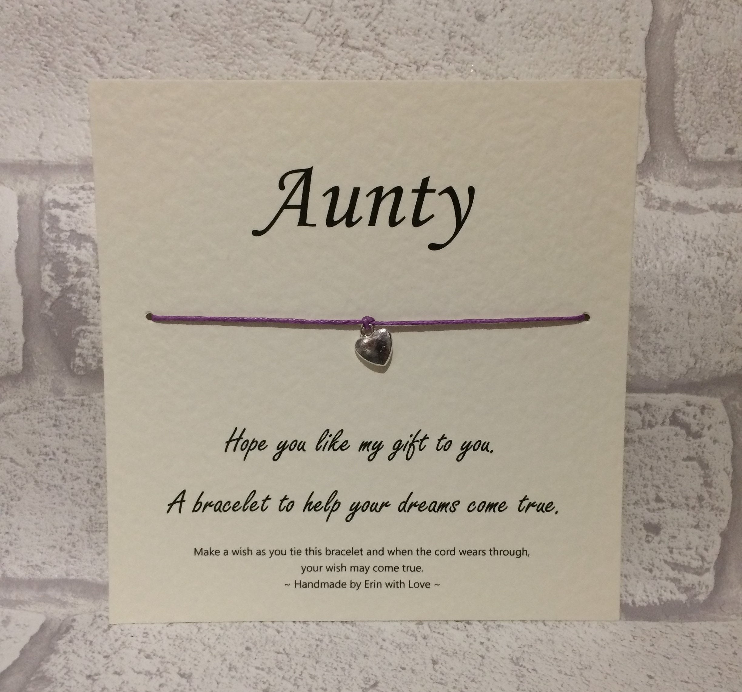 Wish Bracelet Aunty Birthday Christmas Gift Message Card