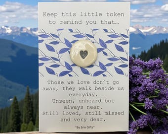Handmade Ceramic Wish Token: Pocket Hug Keepsake with Message Card 'Those we Love...'  Made in UK