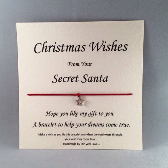 Secret Santa Tibetan Silver Charm Wish Bracelet & Message